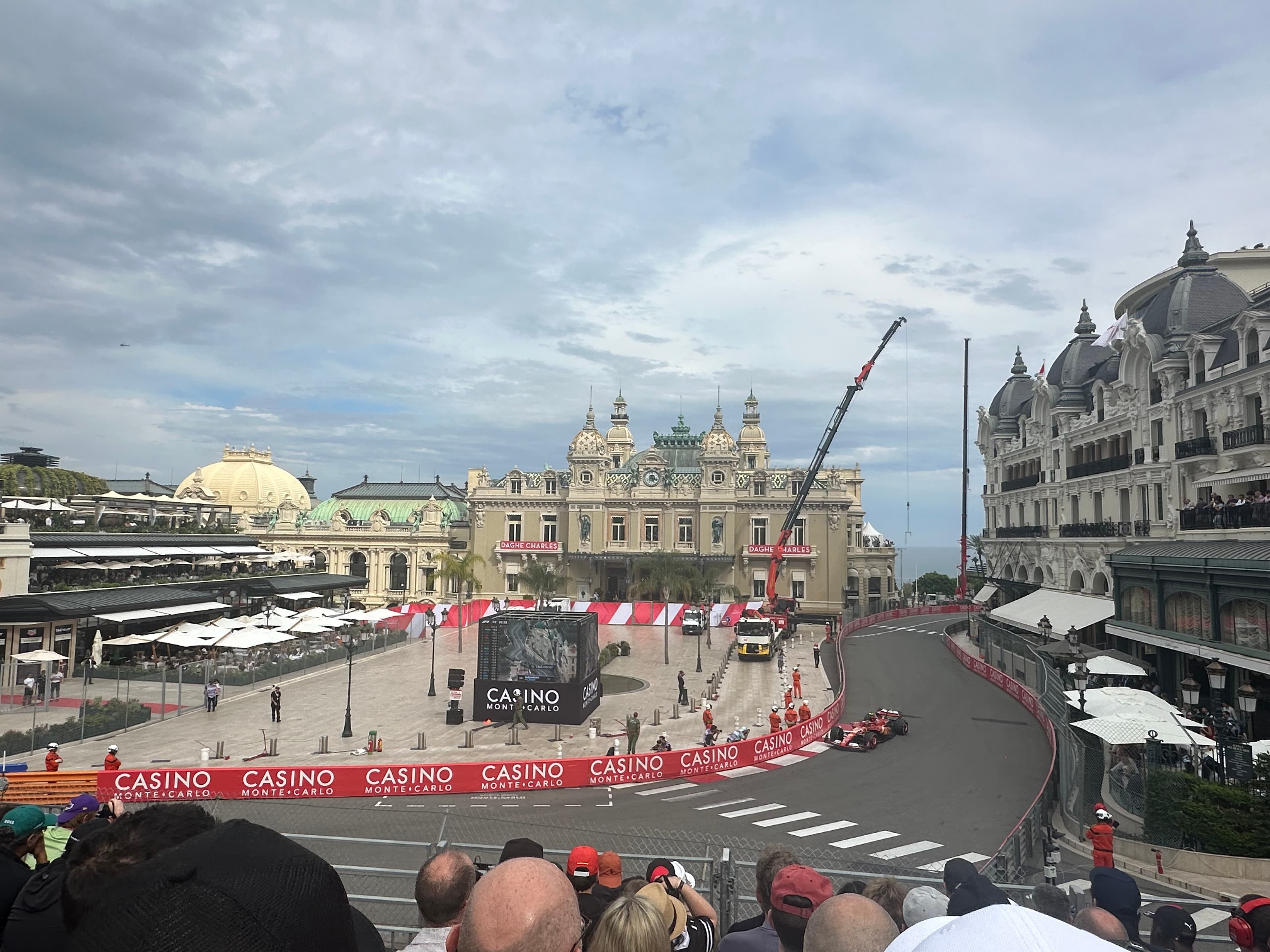 A Formula 1 car rounding the Casino curve at the Monaco Grand Prix, Monte Carlo