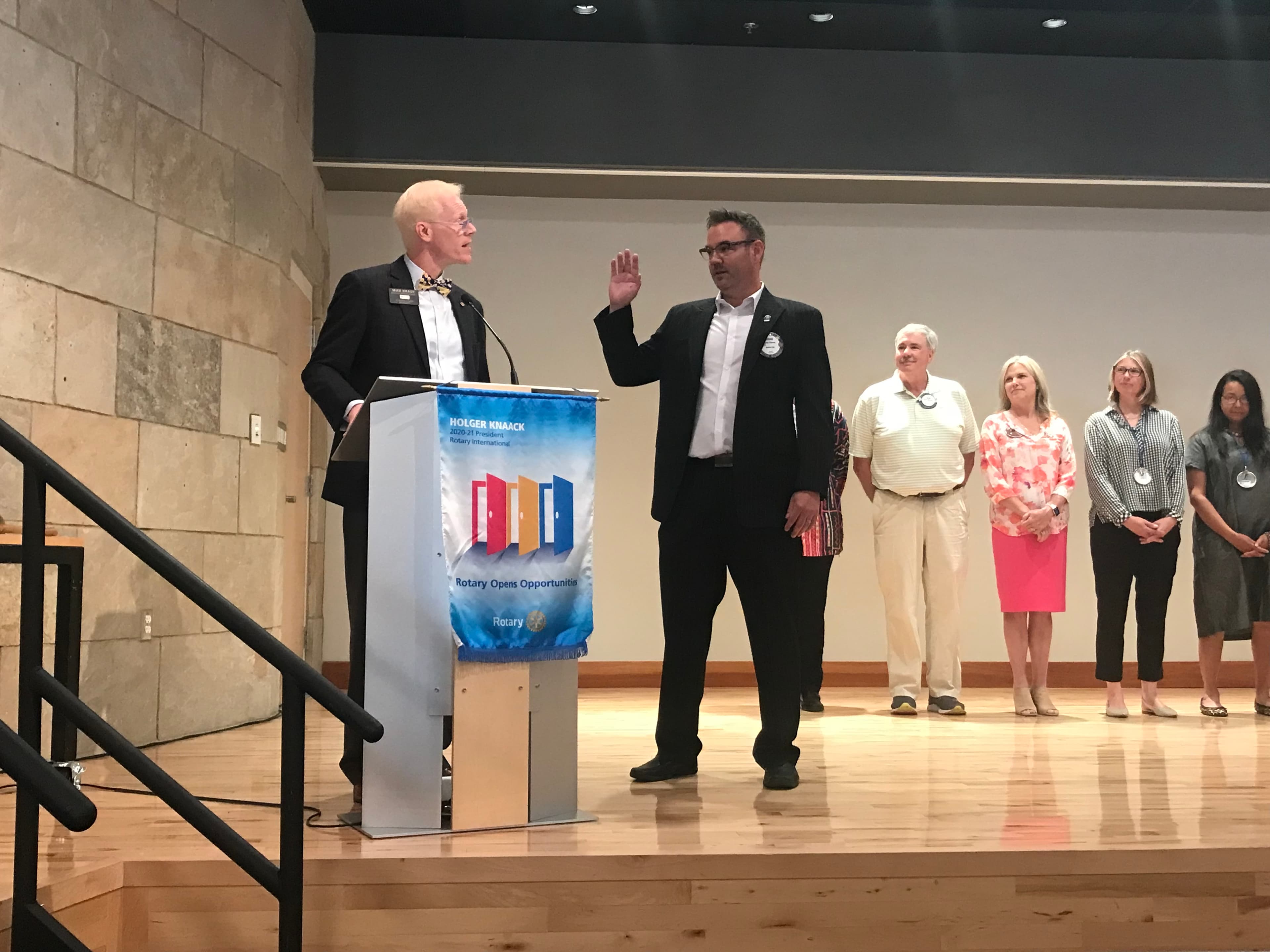 Chad Stamm at a Rotary induction